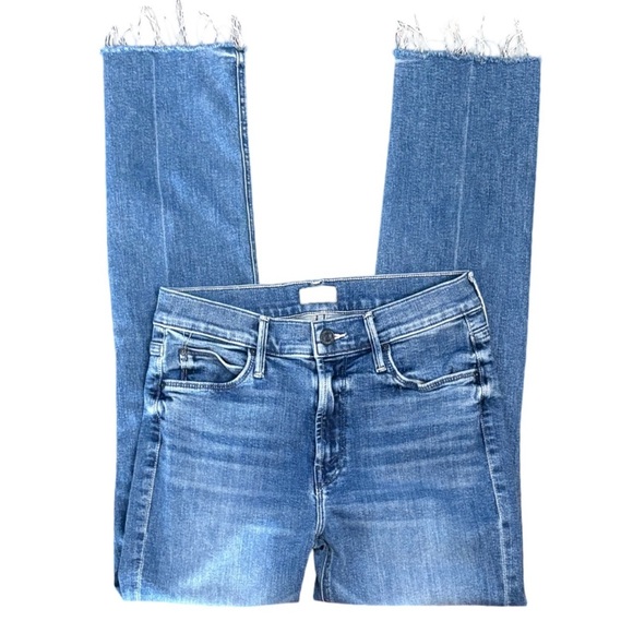 MOTHER The Mid Rise Dazzler Ankle Fray Denim Jeans We The Animals Wash Size 27 - Picture 5 of 14